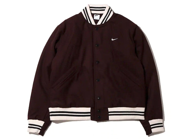 Nike Sportswear Authentics Varsity Jacket (Asia Sizing) Brown Basalt/White