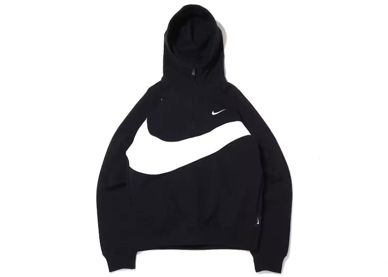 Nike Sportswear Big Swoosh Half Zip Hoodie (Asia Sizing) Black/White