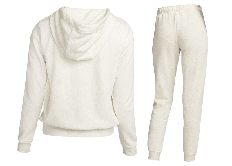 Nike Sportswear Club Fleece Full-Zip Hoodie & Joggers Set Oatmeal Heather/White