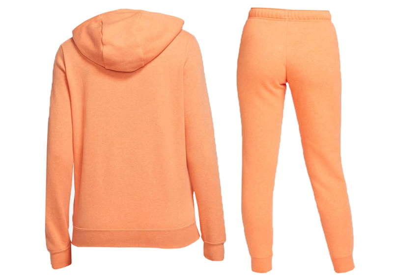 Nike Sportswear Club Fleece Full-Zip Hoodie & Joggers Set Orange Trance/Htr/White