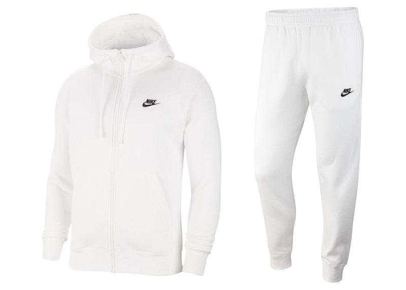 Nike Sportswear Club Fleece Full-Zip Hoodie & Joggers Set White/White/Black