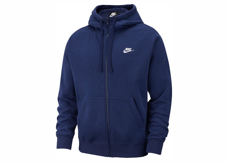 Nike Sportswear Club Fleece Full-Zip Hoodie Midnight Navy/Midnight Navy/White
