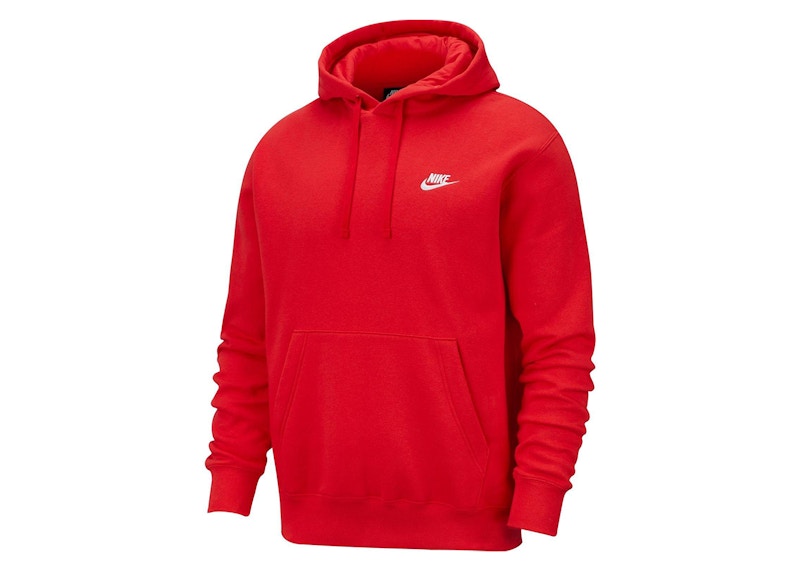 Nike Sportswear Club Fleece Pullover Hoodie Burgundy/White