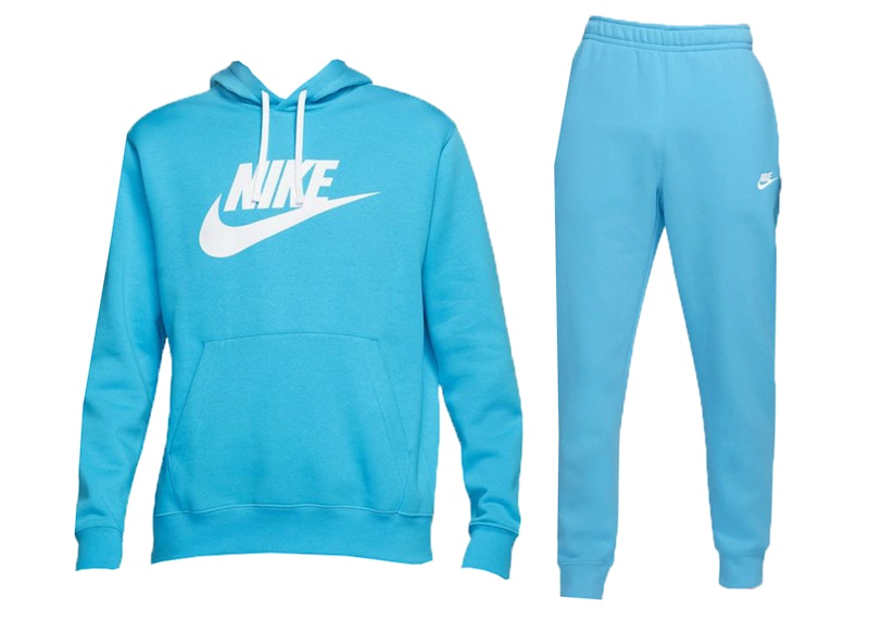 Nike Sportswear Club Fleece Pullover Hoodie & Joggers Set Baltic Blue/White/White
