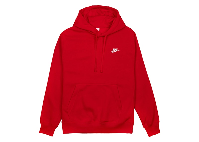 Nike Sportswear Club Fleece Pullover Hoodie Red/White