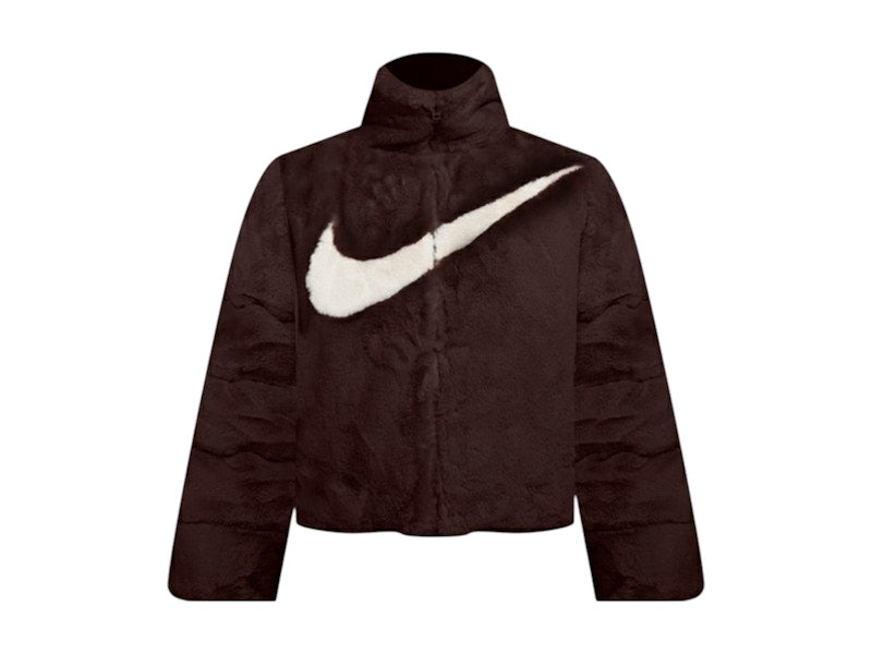 Nike Sportswear Essentials Oversized Faux Fur Puffer Jacket Light Orewood Brown