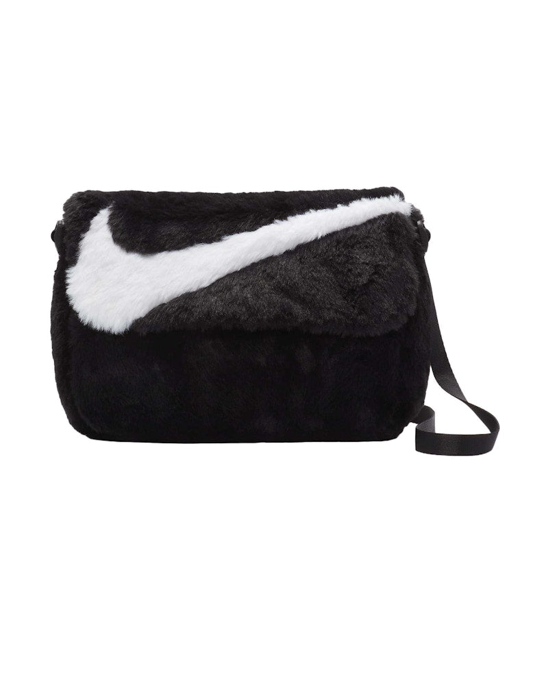 Nike Sportswear Futura 365 Faux Fur Crossbody Bag (1L) Black/Black/White