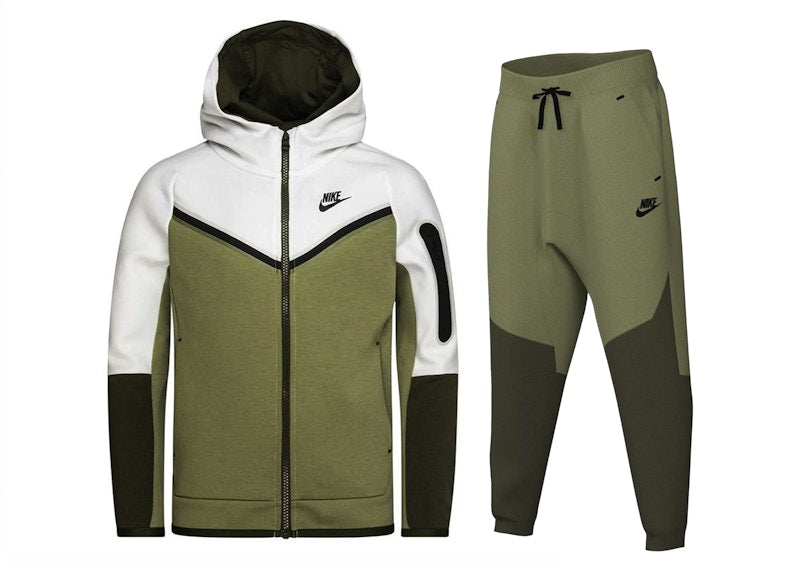 Nike Sportswear Kids' Tech Fleece Hoodie & Joggers Set White/Dutch Green
