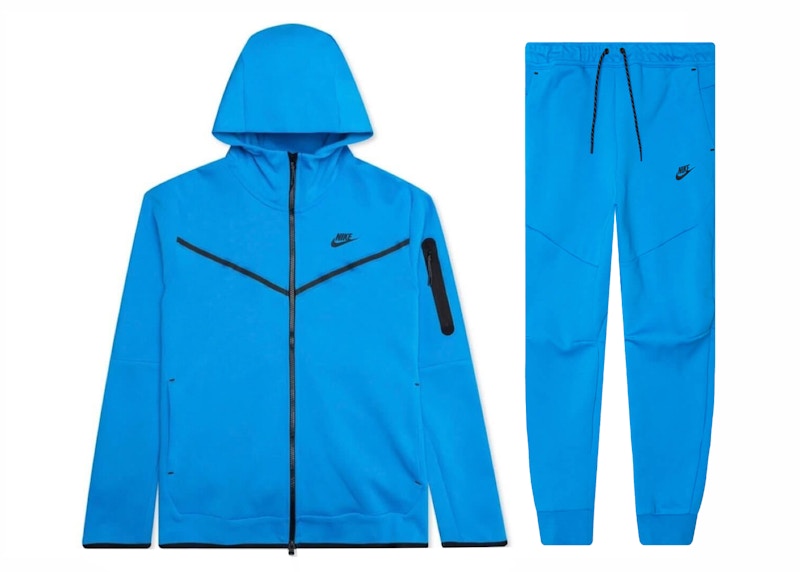 Nike Sportswear Tech Fleece Full Zip Hoodie & Joggers Set Light Photo Blue/Black