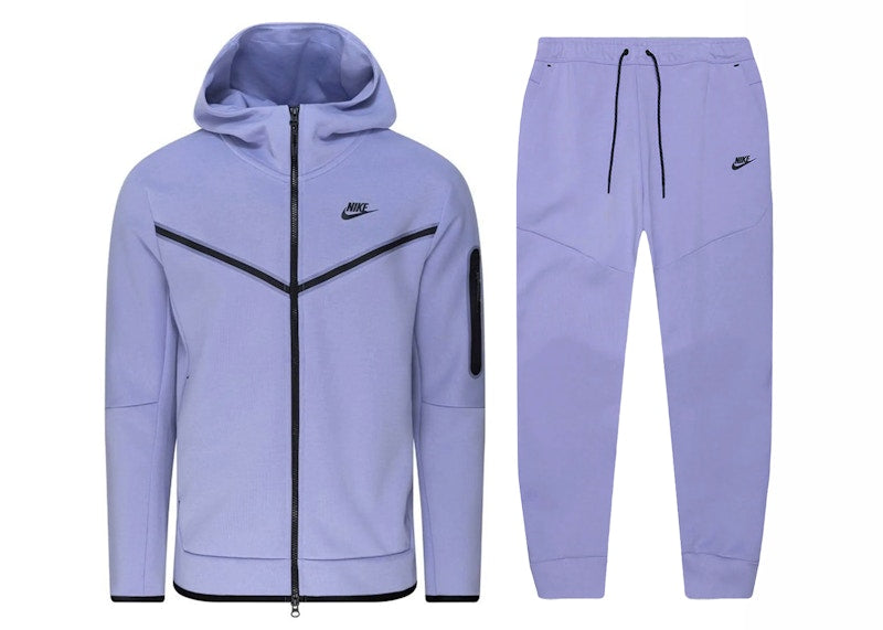 Nike Sportswear Tech Fleece Full Zip Hoodie & Joggers Set Light Thistle/Black