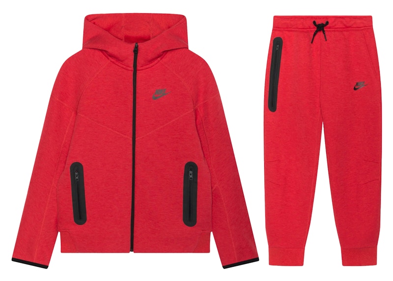 Nike Sportswear Tech Fleece Full-Zip Hoodie & Joggers Set Light University Red Heather/Black/Black