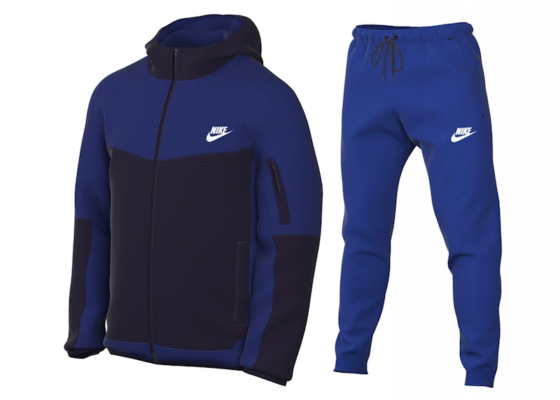 Nike Sportswear Tech Fleece Full Zip Hoodie & Joggers Set Old Royal/Charcoal Grey/Deep Royal Blue