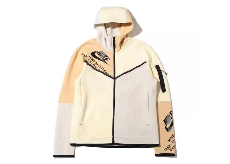 Nike Sportswear Tech Fleece Printed Full-Zip Hoodie Light Bone/Coconut Milk/Sesame/Black