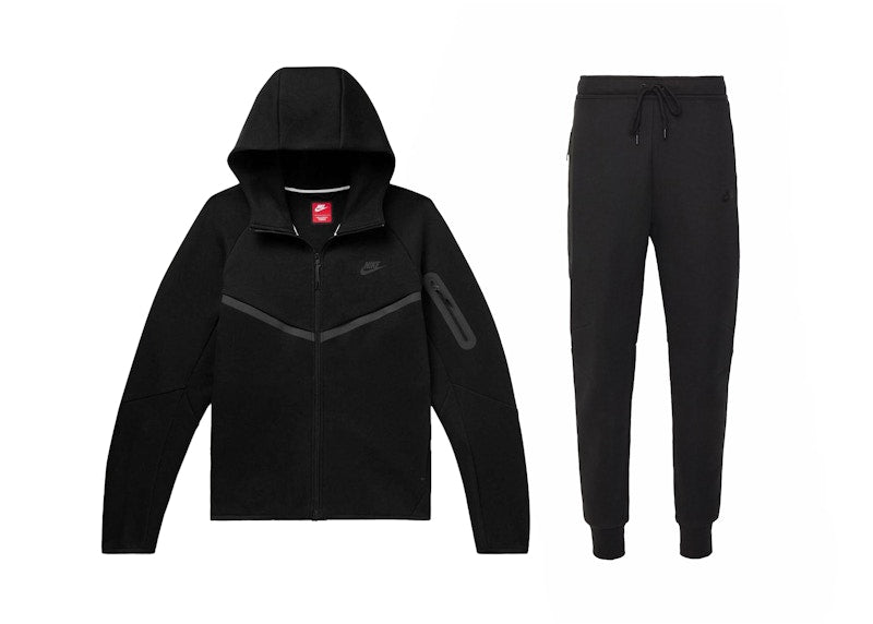 Nike Sportswear Tech Fleece Windrunner Full Zip Hoodie & Jogger Set (FW24) Black/Black