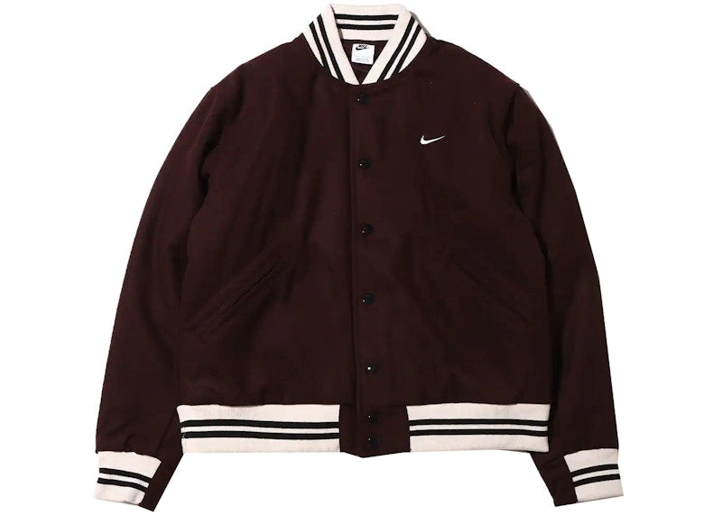 Nike Sportwear Authentics Varsity Jacket Brown Basalt/White