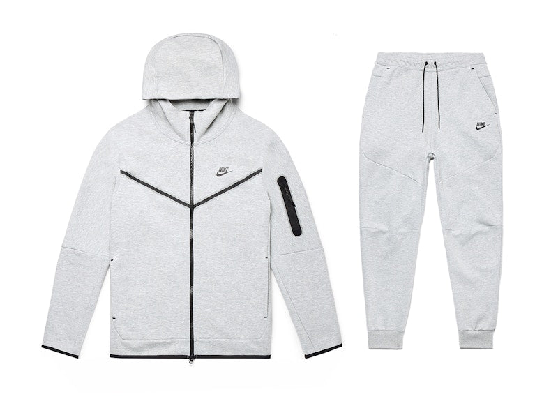 Nike Sportswear Tech Fleece Full Zip Hoodie & Joggers Set Grey