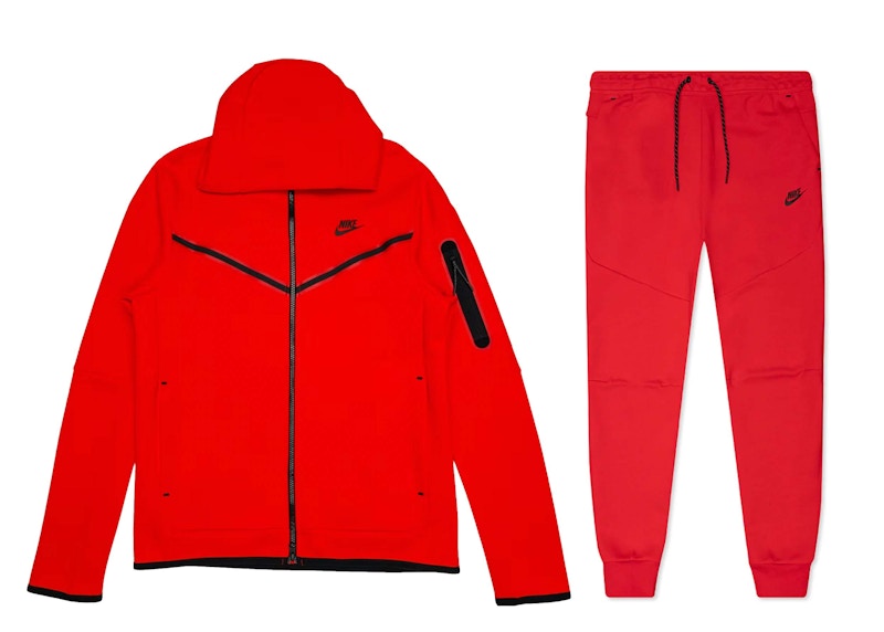 Nike Sportswear Tech Fleece Full Zip Hoodie & Joggers Set University Red
