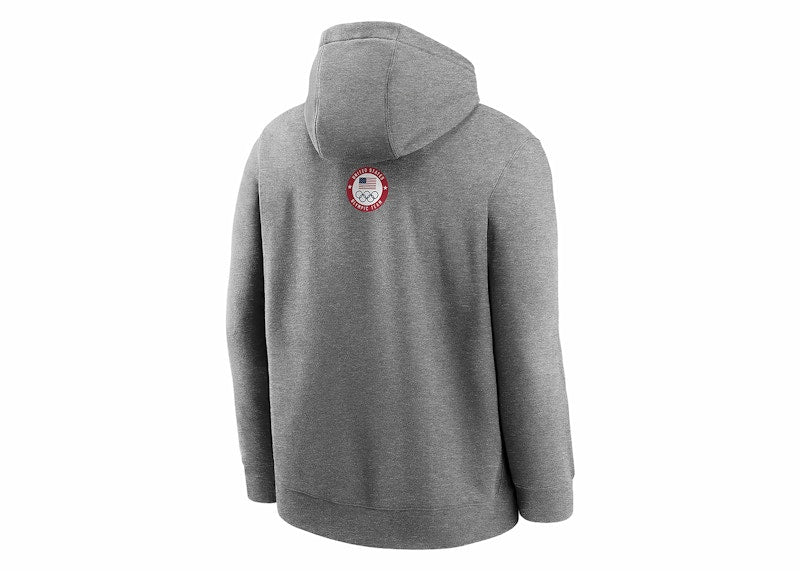 Nike USA Club Fleece Pullover Hoodie Dark Grey Heather