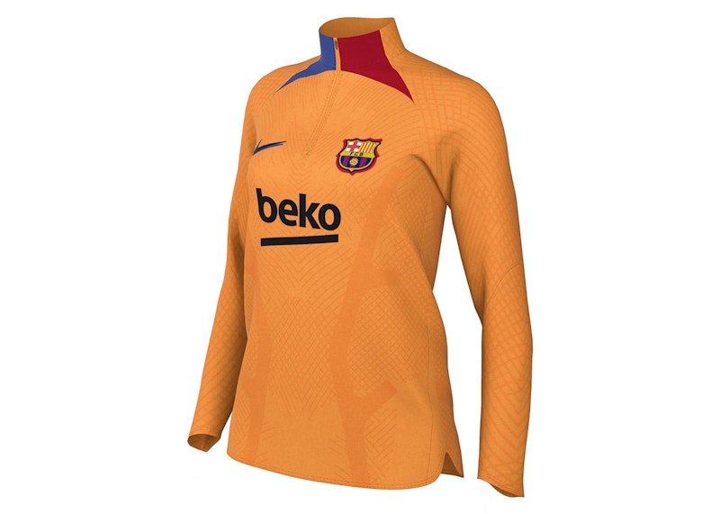 Nike Women's FC Barcelona Strike Elite Football Drill Top Vivid Orange/Game Royal