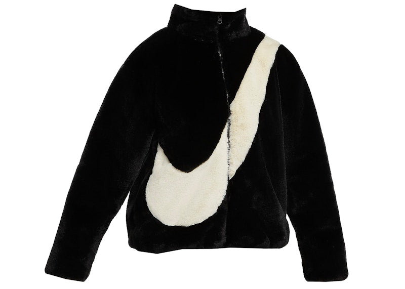 Nike Womens Oversized Swoosh Logo Jacket Black/Fossil