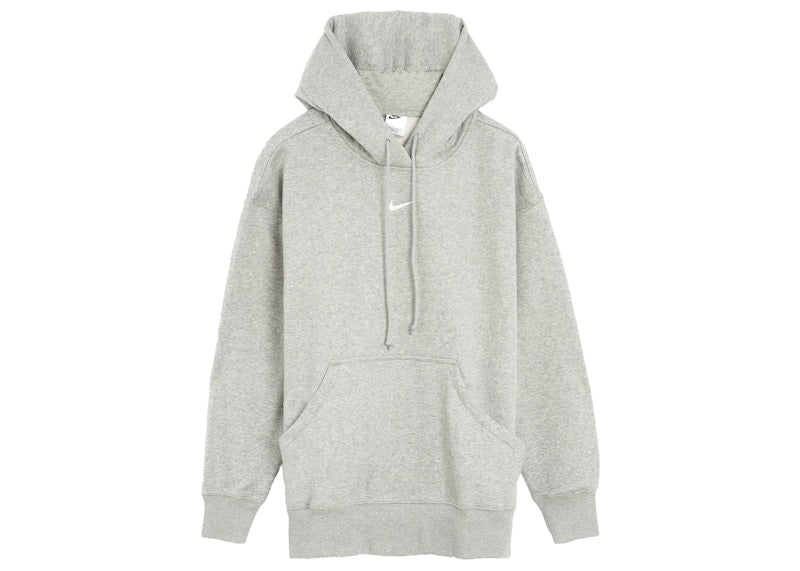 Nike Women's Phoenix Fleece Oversized Pullover Hoodie Dark Grey Heather/Sail
