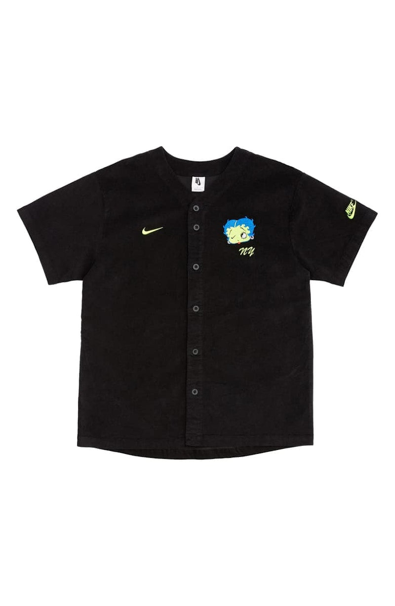 Nike x Olivia Kim Corduroy Baseball Jersey Black