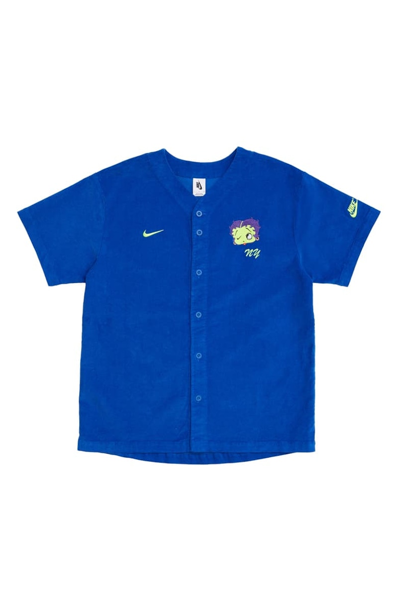 Nike x Olivia Kim Corduroy Baseball Jersey Game Royal