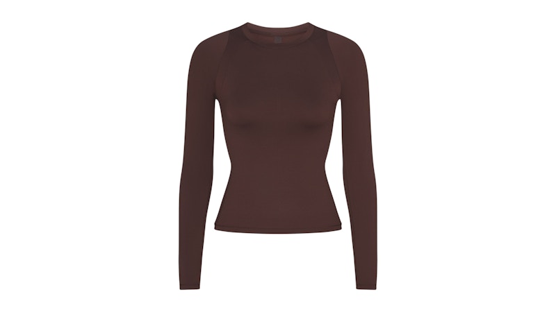 Nike x SKIMS Women's Airy Long Sleeve Crew Neck Top Dark Sepia