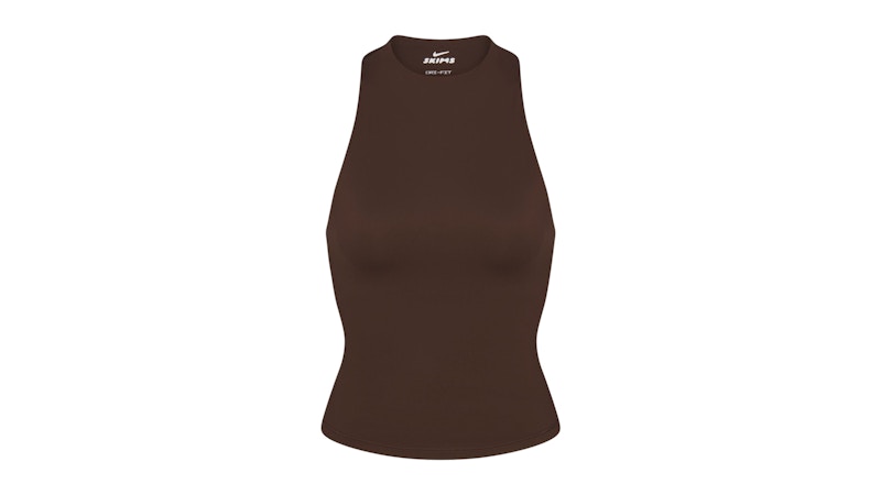 Nike x SKIMS Women's Matte Mock Neck Racer Tank Dark Sepia