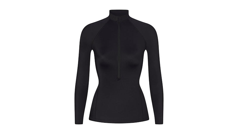 Nike x SKIMS Women's Shine Long Sleeve Half Zip Top Obsidian