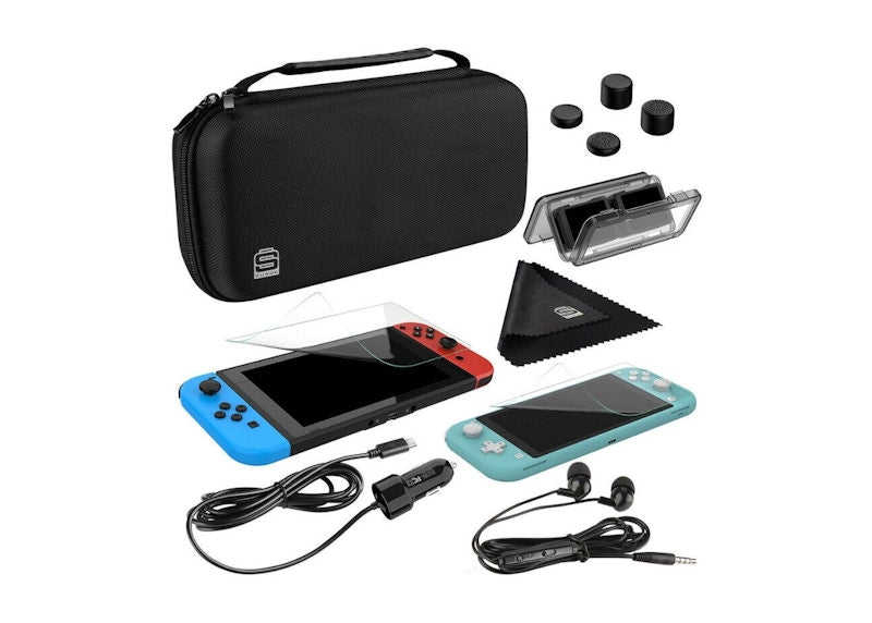 Nintendo Switch OLED with Online 12 Month Family Membership and Surge 11-In-1 Accessory Starter Pack Bundle NS-HEGSKABAA/SG60047 Neon Blue/Neon Red