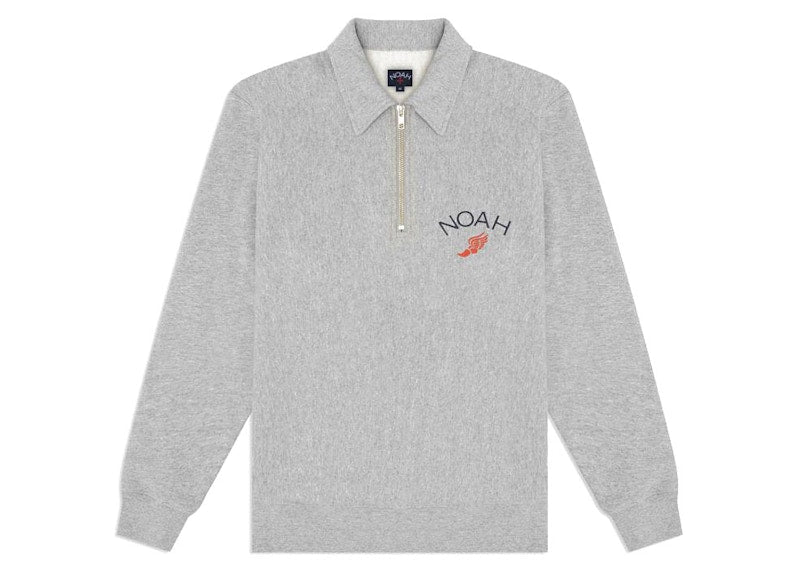 Noah Winged Foot Zip Pull-Over Sweatshirt Heather Grey