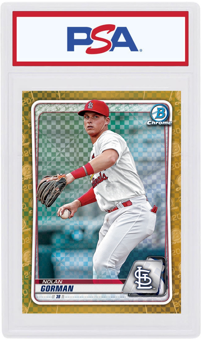 Nolan Gorman 2020 Bowman Chrome X Gold X-Fractor /3 #BCP-162 (PSA or BGS Graded)