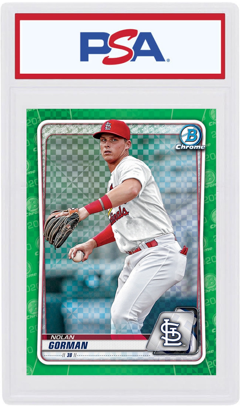 Nolan Gorman 2020 Bowman Chrome X Green X-Fractor /31 #BCP-162 (PSA or BGS Graded)