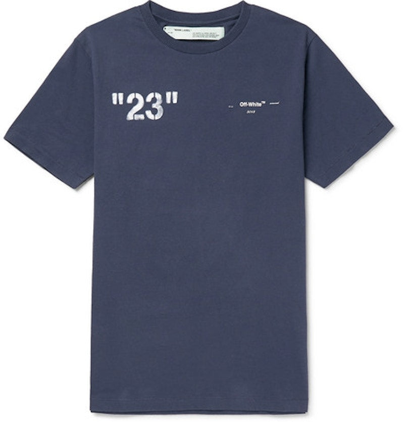 OFF-WHITE 23' Logo Print T-shirt Navy/White