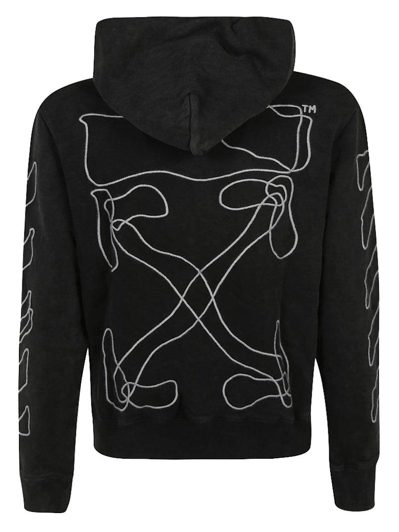 OFF-WHITE Abstract Arrows Embroidered Hoodie Black/White