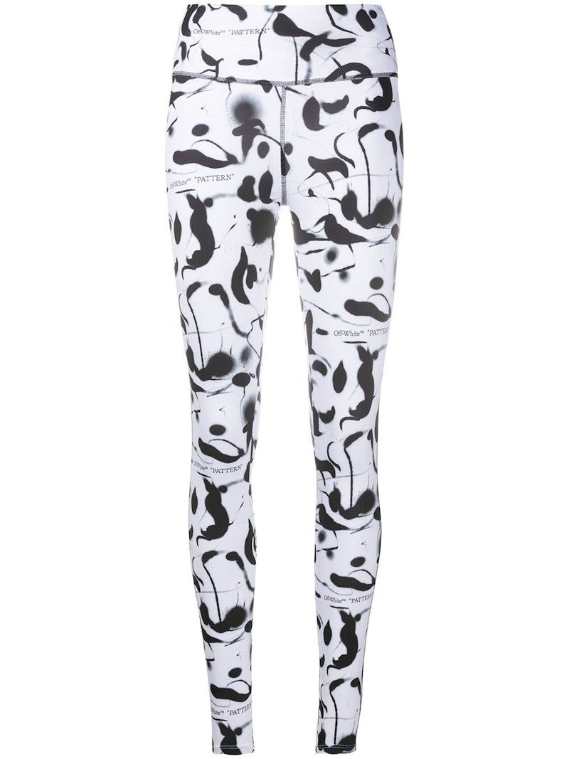 OFF-WHITE Abstract Print Performance Leggings Black/White