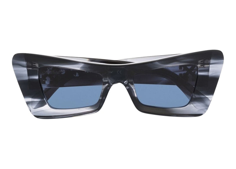 OFF-WHITE Accra Cat-Eye Marbled Sunglasses Navy Blue/Multi/Blue (OERI027S22PLA0014945)