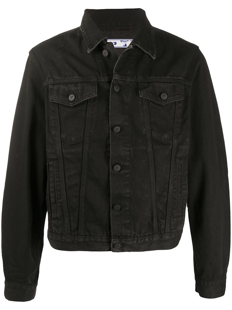 OFF-WHITE Agreement Logo Denim Jacket Black/Dark Grey
