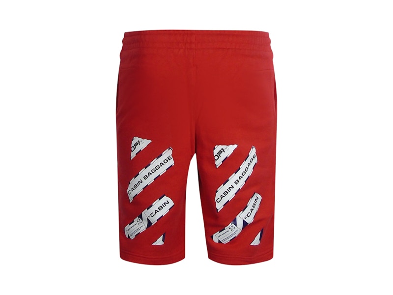 OFF-WHITE Airport Tape Sweatshorts Red