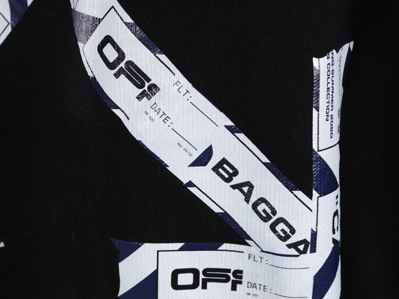 OFF-WHITE Airport Tape Zip Up Hoodie Black