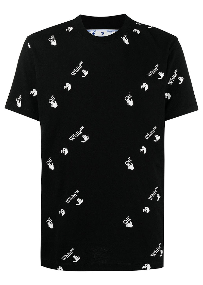OFF-WHITE All Over Logo Print T-Shirt Black White