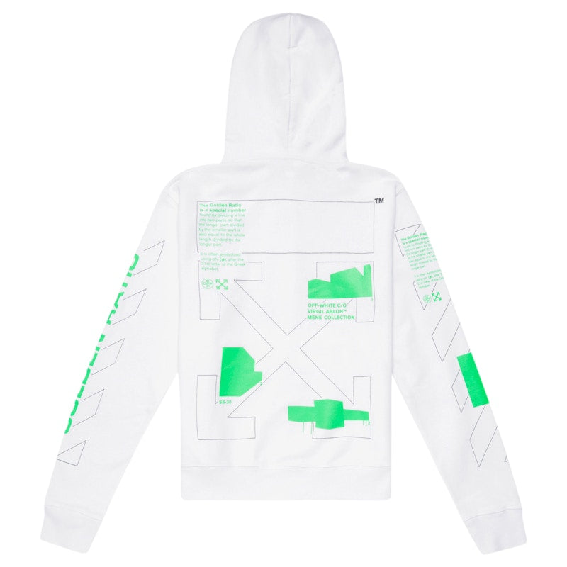 OFF-WHITE Arch Shapes Incompiuto Hoodie White/Brilliant Green