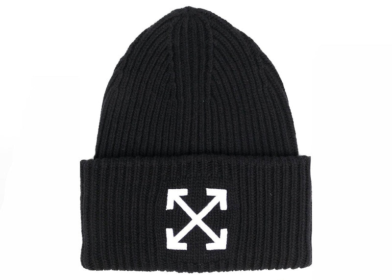 OFF-WHITE Arrow Motif Embroidered Beanie Black/White