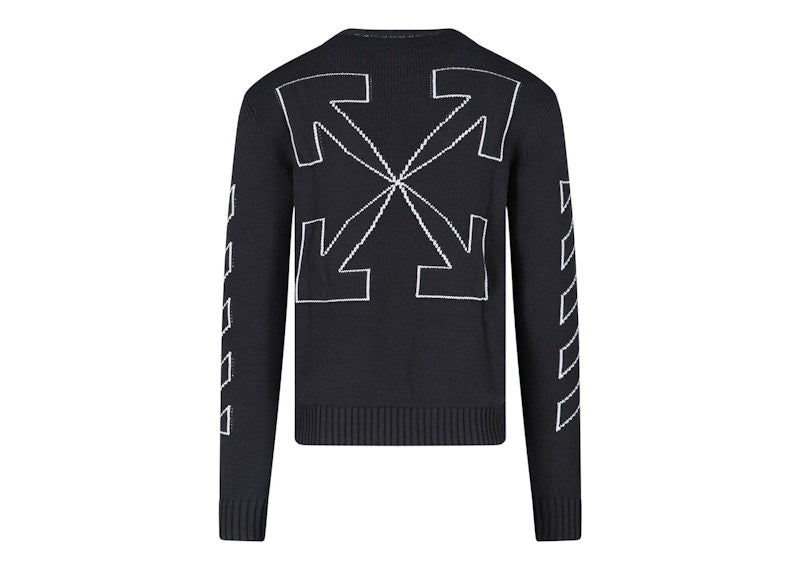 OFF-WHITE Arrow Outline Print Crewneck Knit Sweater Black
