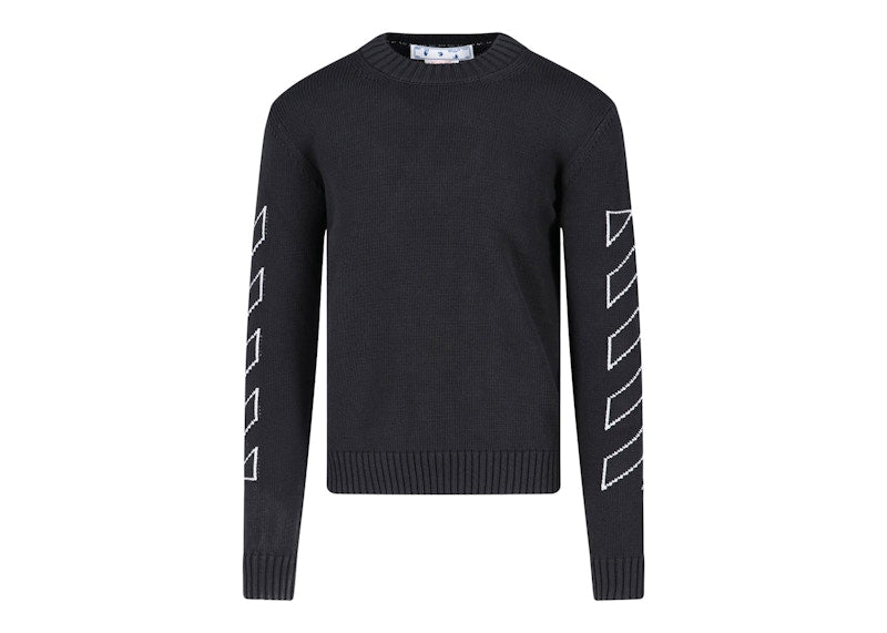 OFF-WHITE Arrow Outline Print Crewneck Knit Sweater Black