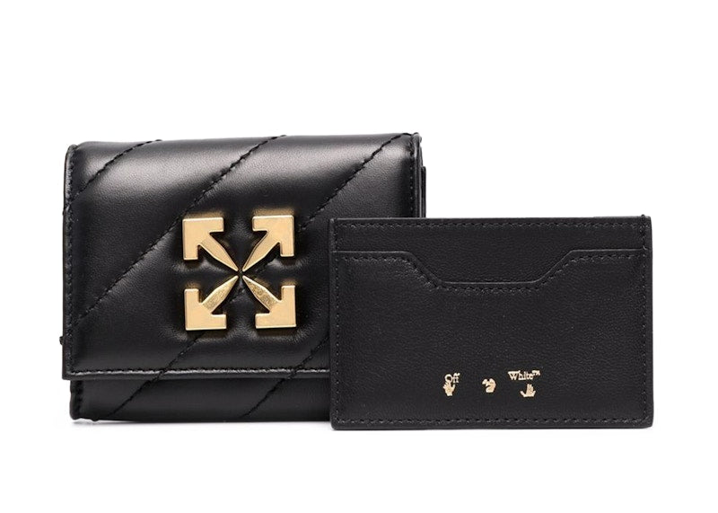 OFF-WHITE Arrow Plaque Quilted Wallet Black