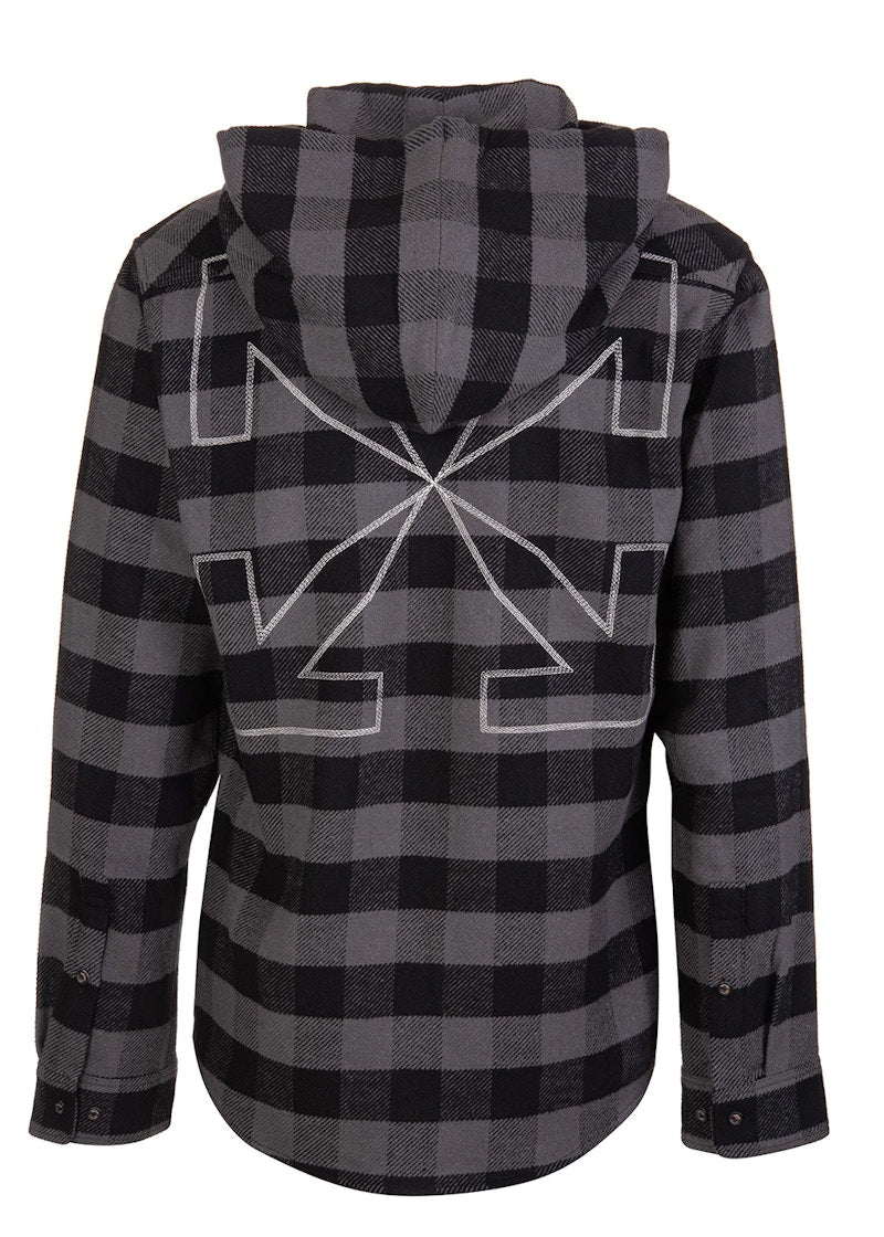 OFF-WHITE Arrows Check Hoodie Shirt Grey Black