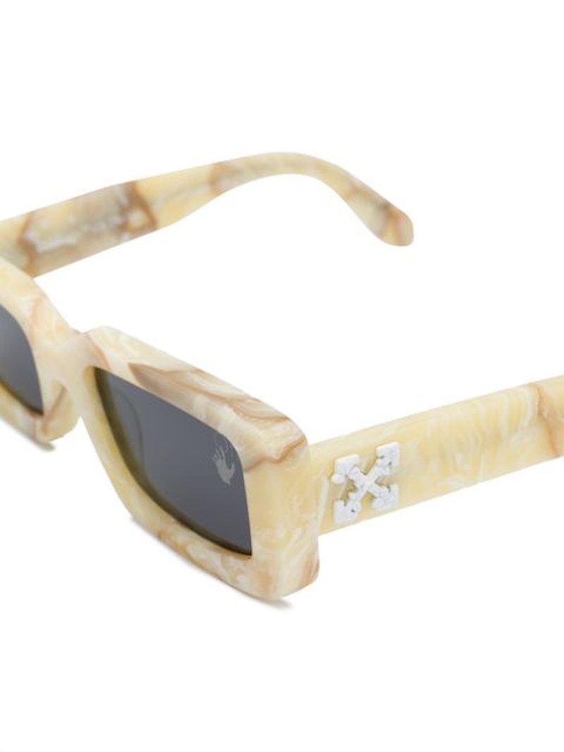 OFF-WHITE Arthur Square Frame Sunglasses Yellow Marble/White (OWRI023F20PLA0011800)
