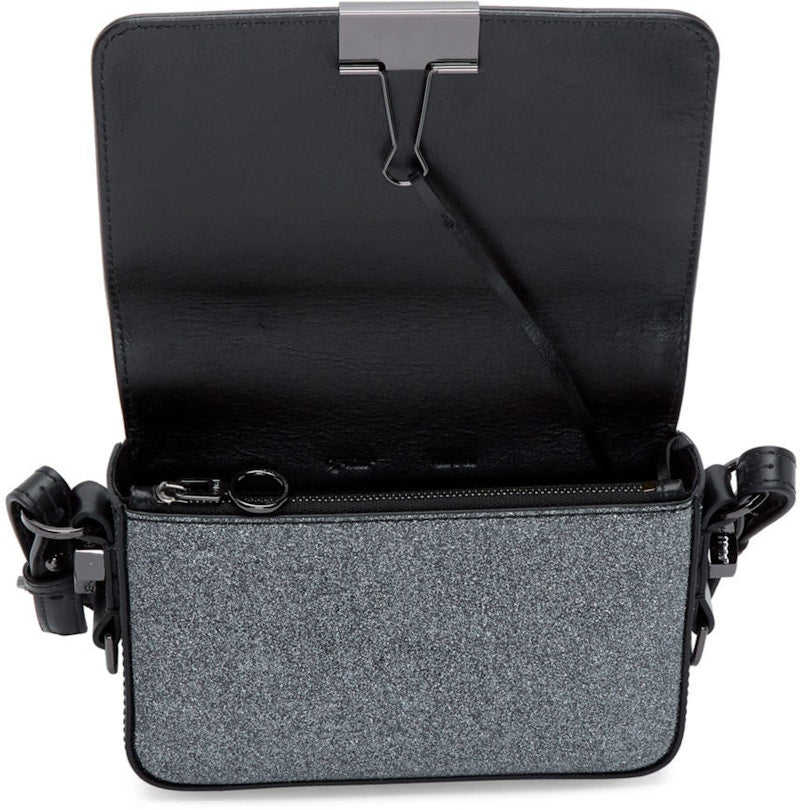 OFF-WHITE Binder Clip Bag Glitter Mini Silver